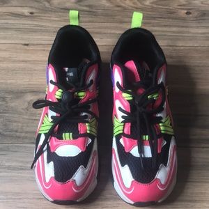 Roberto Cavalli white pink purple black sneakers size 5
